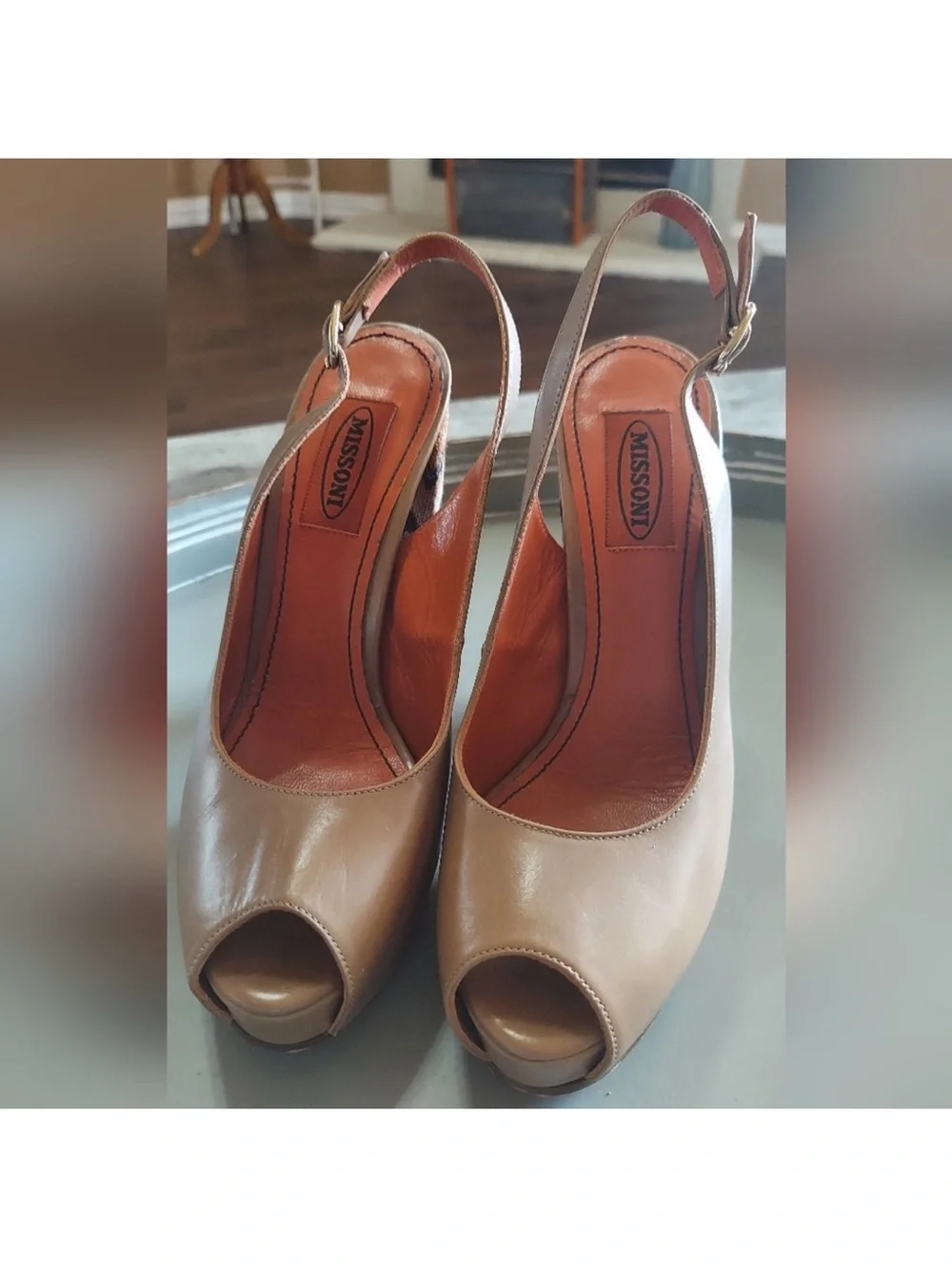 Missoni Multicolor Zigzag Platform Slingback Peep Toe Heels EU 36.5 6 1/2 in us